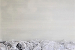 11 - Dissociazioni - 2015 - T.mista su tavola con rete di alluminio e deodoranti al profumo di mughetto - 70x100 cm