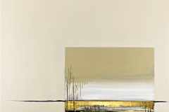 3 -Squadrando -2015- T. mista  su ottone e tela - 100x92,5 cm